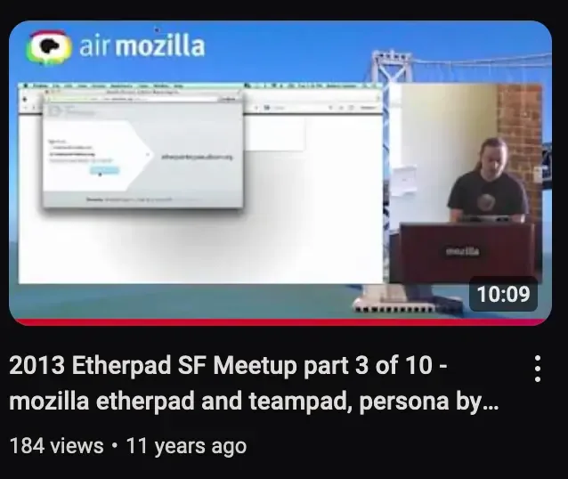 Still image from talk at Etherpad Meetup 2013